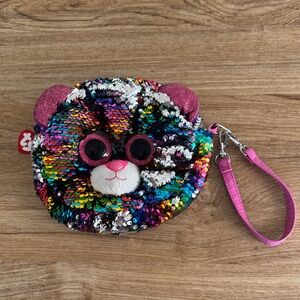 TY Fashion FLIPPY Colorful Sequin DOTTY LEOPARD 8" PURSE Kids Bag EUC